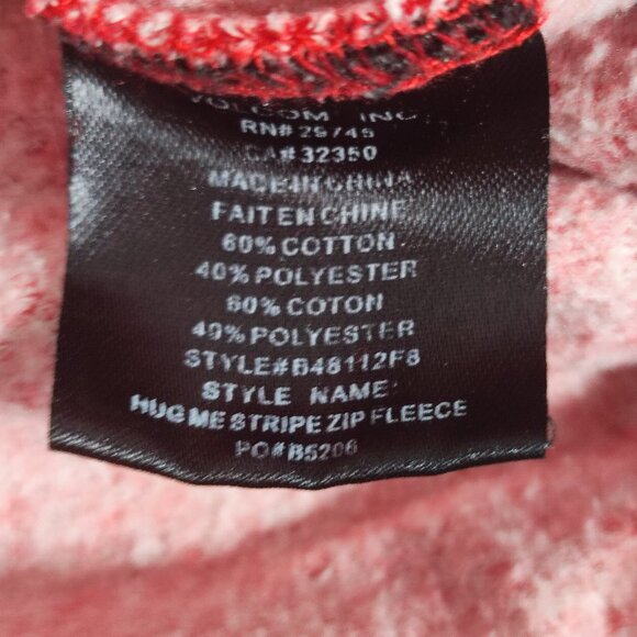 Volcom full zip hoodie women's size M (12) red with black stripes logo patch - Picture 7 of 13